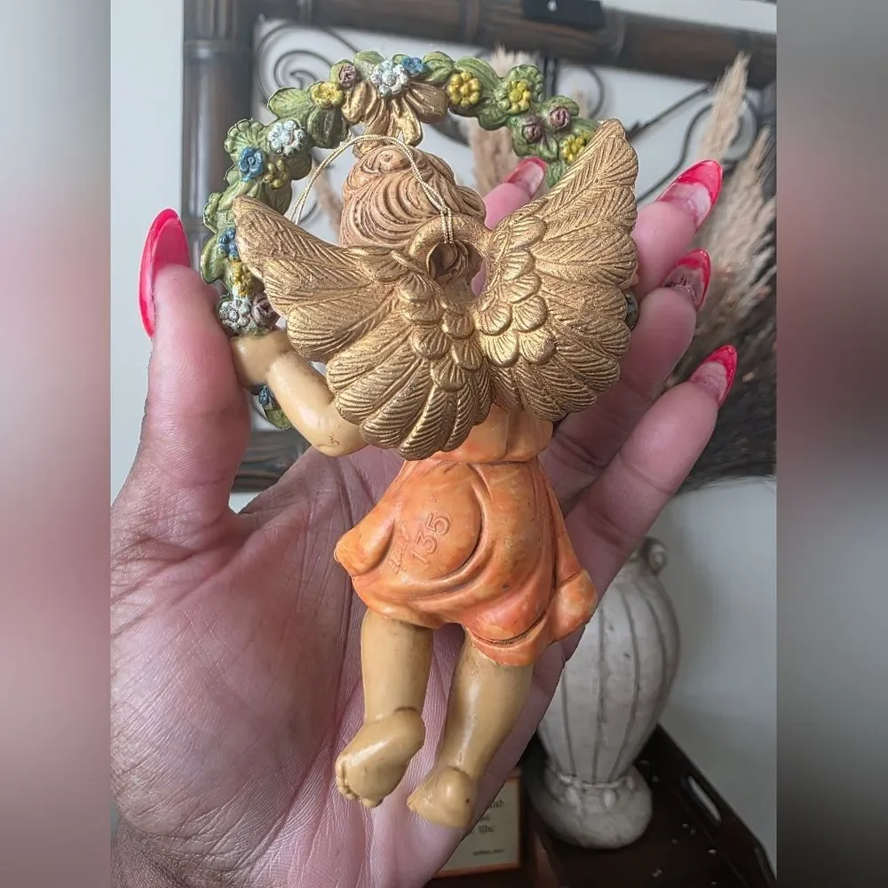 Vtg Angel Cherub Depose Italy 5' Wall Ornaments Hanging Set Of 4 135 136 137 138